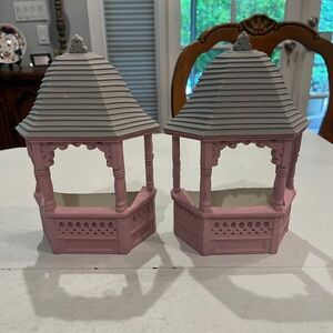Vintage Burwood Products Co. rosy pink & gray gazebo Wall Decor. Adorable!